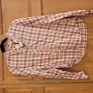 Long sleeve plaid shirt with ruffle detail